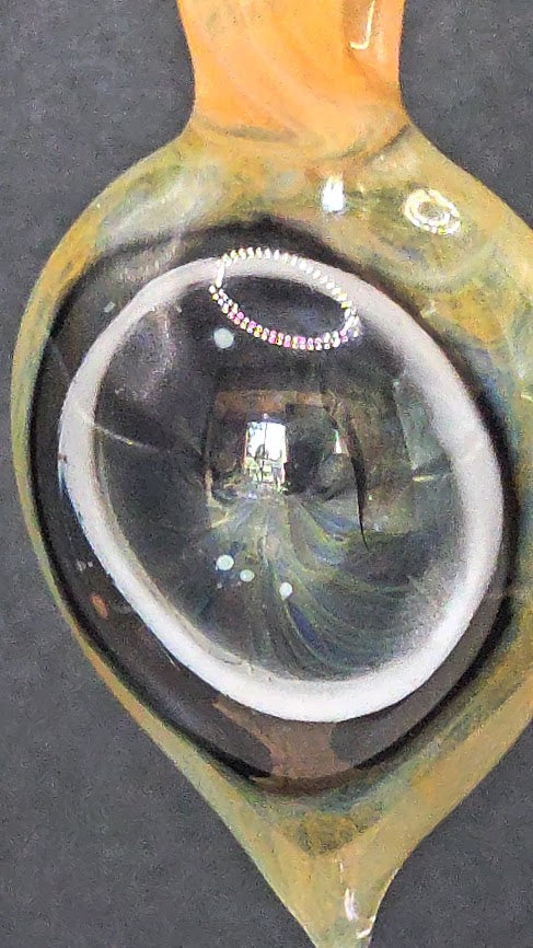 The Aureate Eye of Stillfire — Wrapped Floating Disc Pendant (Gold/Silver Fumed, 2025)