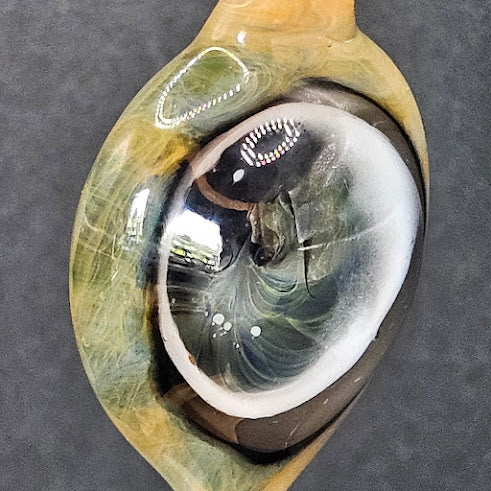 The Aureate Eye of Stillfire — Wrapped Floating Disc Pendant (Gold/Silver Fumed, 2025)