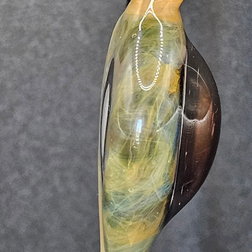 The Aureate Eye of Stillfire — Wrapped Floating Disc Pendant (Gold/Silver Fumed, 2025)