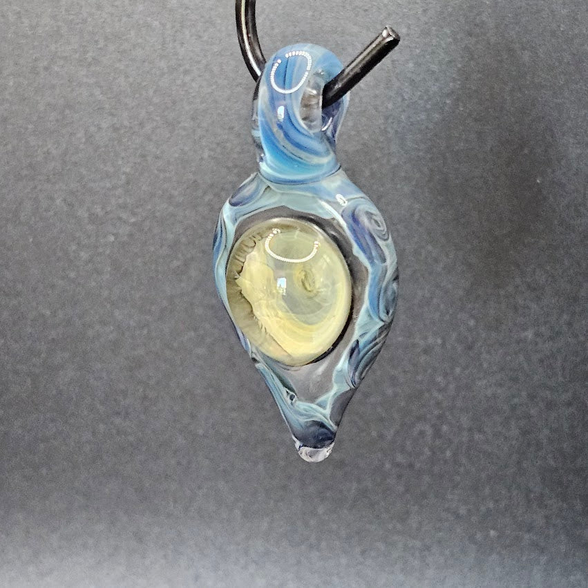 The Gilded Pinwheel of Solara — Lensed Floating Disc Pendant (Gold/Silver Fumed, Pinwheel Wrap)