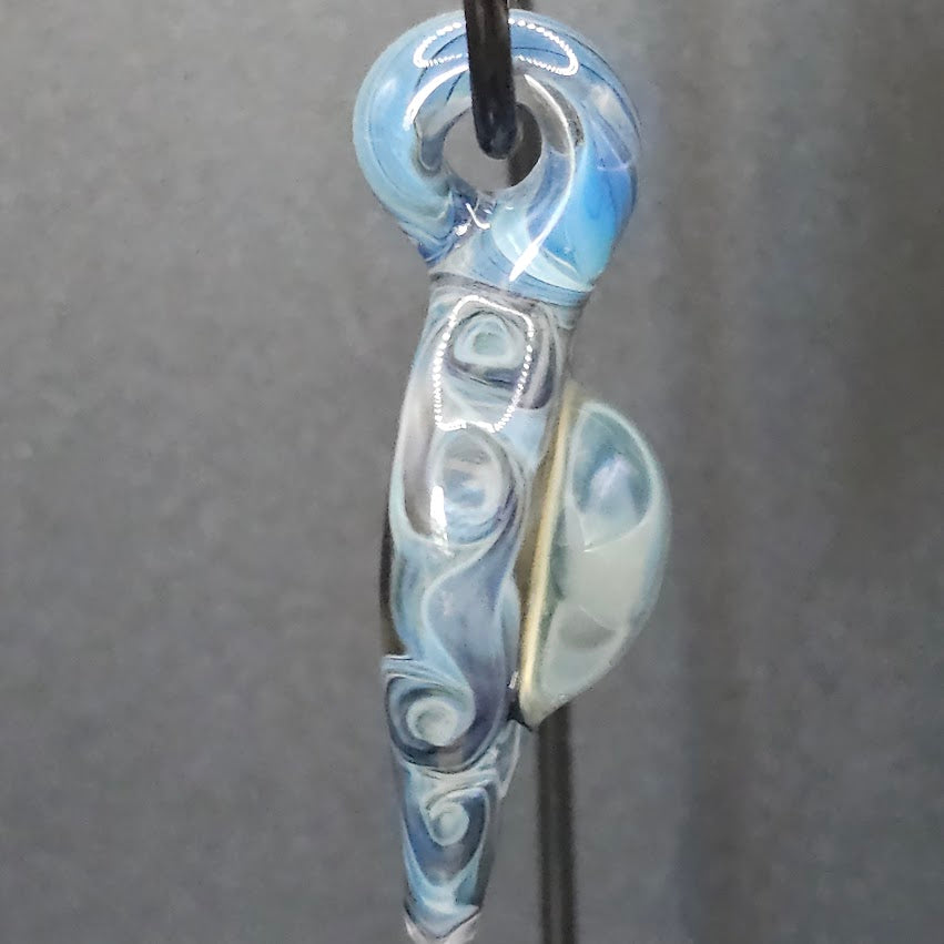 The Gilded Pinwheel of Solara — Lensed Floating Disc Pendant (Gold/Silver Fumed, Pinwheel Wrap)